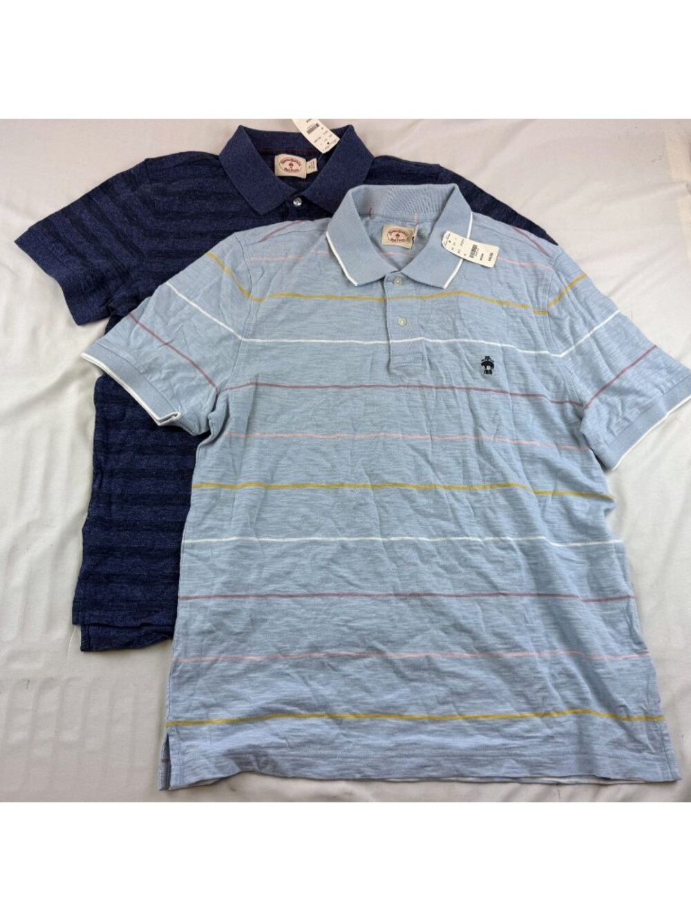 NWT Brooks Brothers Lot of 2 Polo Shirt Men Size M Blue Navy Striped Collared Sh
